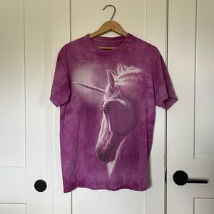 Vintage Pink Tie Dye Unicorn Print T-Shirt
